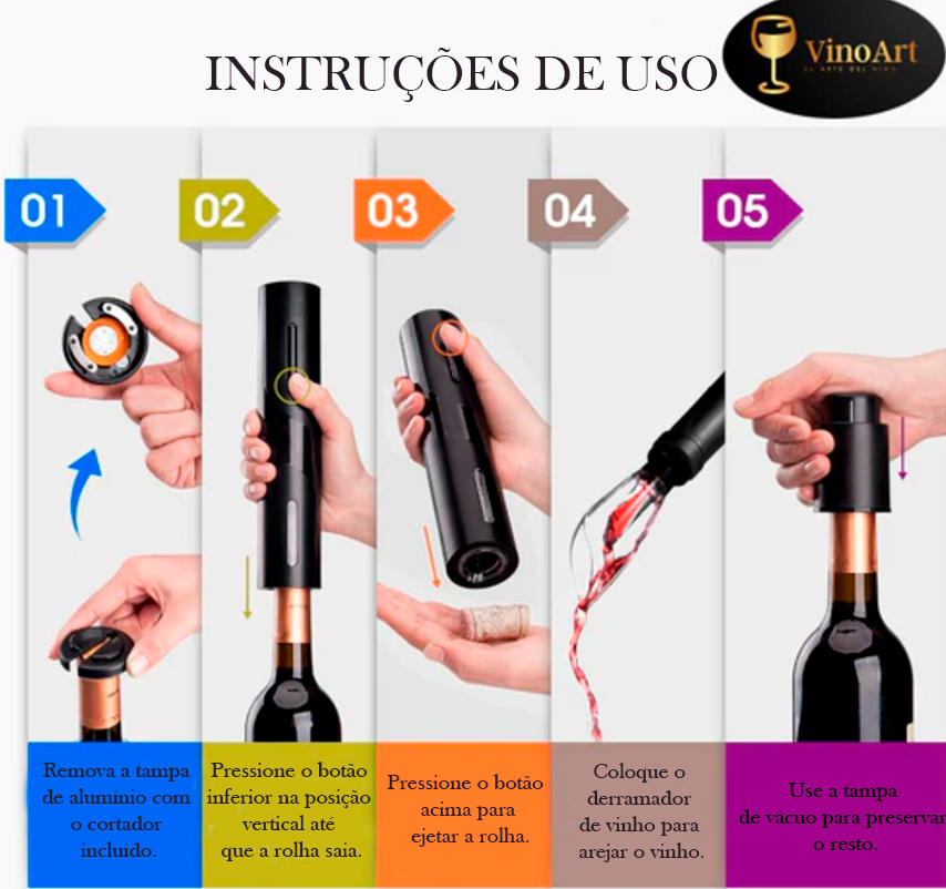 Kit Abridor de Vinho Elétrico  - VinoArt