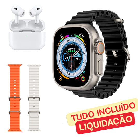 Smartwatch Ultra 10 + 2 Alças Grátis + Fones de ouvido ProAir Grátis