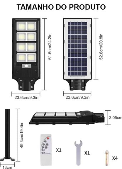 Poste de luz Solar com Sensor e Sontrole - SolarMax™